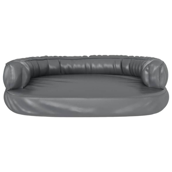 Cama p/ cães espuma ergonómico 88x65 cm couro artificial cinza - Image 4