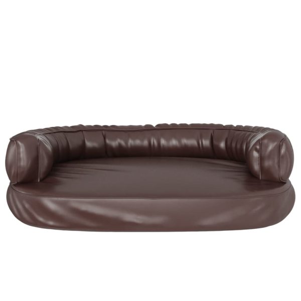 Cama p/ cães espuma ergonómico 88x65 cm couro artific. castanho - Image 4