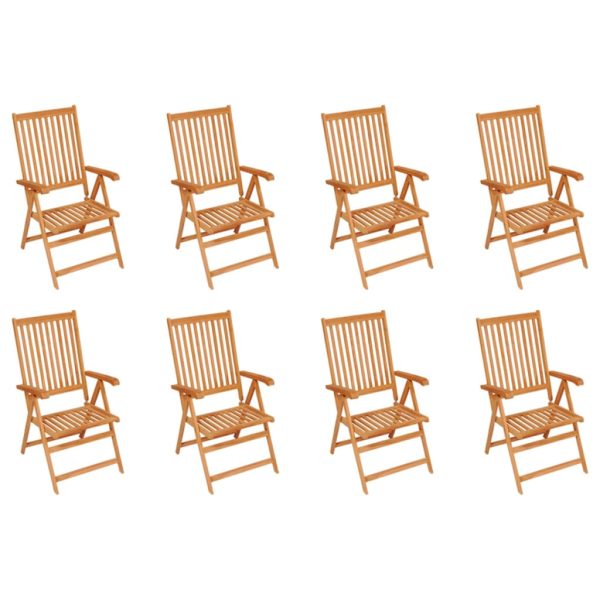 Cadeiras de jardim reclináveis c/ almofadões 8 pcs teca maciça - Image 2