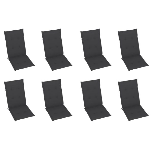 Cadeiras de jardim reclináveis c/ almofadões 8 pcs teca maciça - Image 6