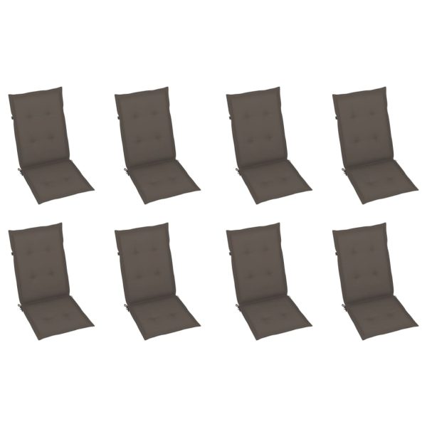 Cadeiras de jardim reclináveis c/ almofadões 8 pcs teca maciça - Image 5