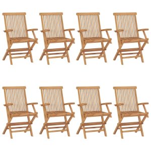 Cadeiras de jardim 8 pcs madeira de teca maciça