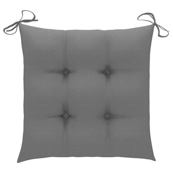 Cadeiras de jardim c/ almofadões cinzentos 8 pcs teca maciça - Image 11