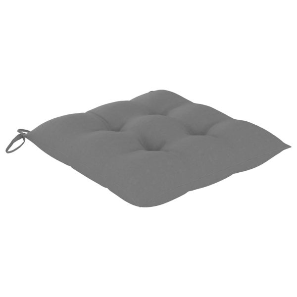 Cadeiras de jardim c/ almofadões cinzentos 8 pcs teca maciça - Image 10