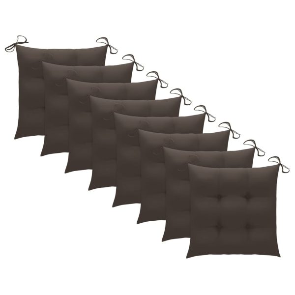 Cadeiras de jardim c/ almofadões cinza-acast. 8 pcs teca maciça - Image 9