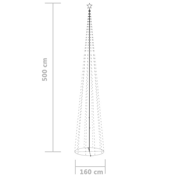 Árvore de Natal em cone c/ 752 luzes LED 160x500 cm branco frio - Image 8