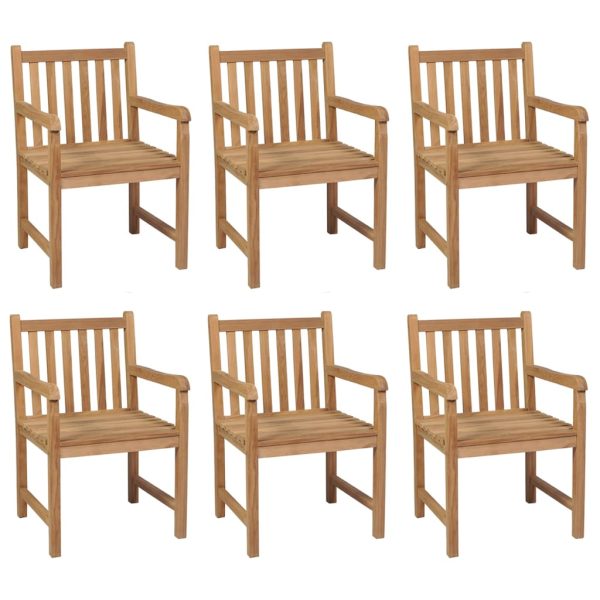 Cadeiras de jardim c/ almofadões antracite 6 pcs teca maciça - Image 2