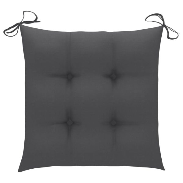 Cadeiras de jardim c/ almofadões antracite 6 pcs teca maciça - Image 9