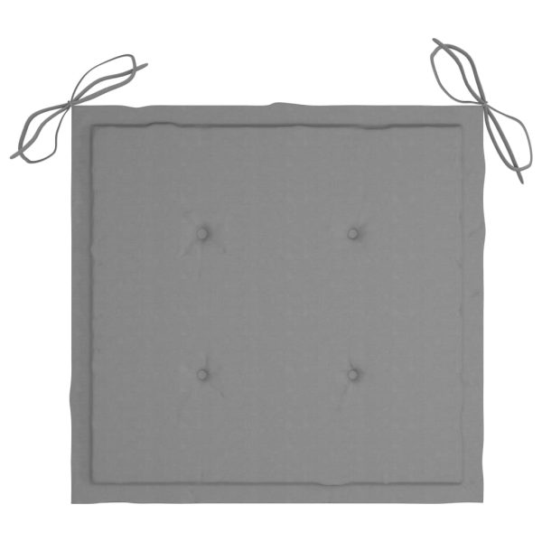 Cadeiras de jardim c/ almofadões cinzento 8 pcs teca maciça - Image 7