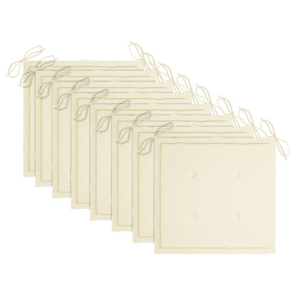 Cadeiras de jardim c/ almofadões cor creme 8 pcs teca maciça - Image 5