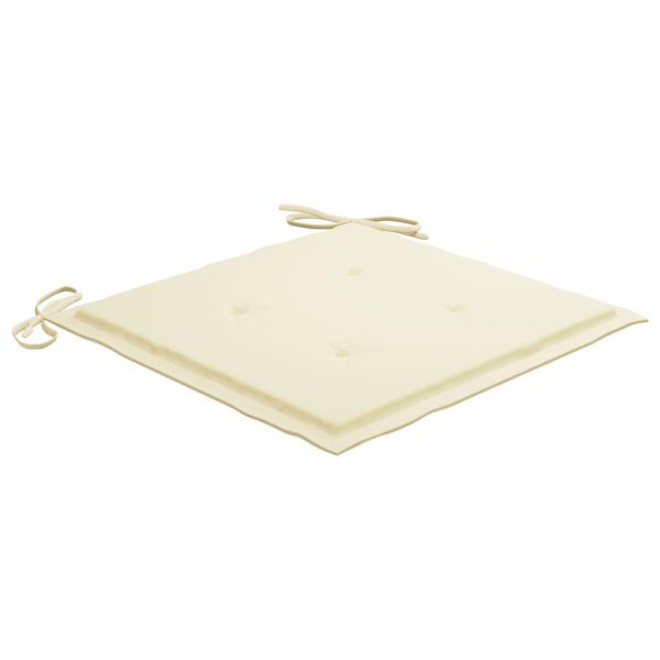 Cadeiras de jardim c/ almofadões cor creme 8 pcs teca maciça - Image 6