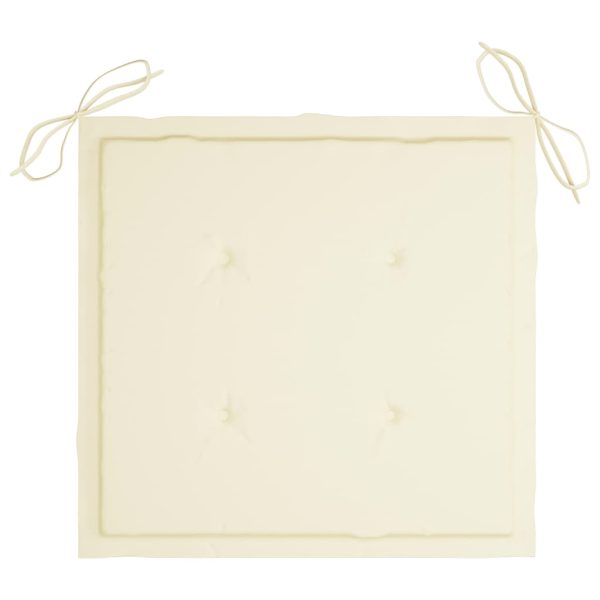 Cadeiras de jardim c/ almofadões cor creme 8 pcs teca maciça - Image 7