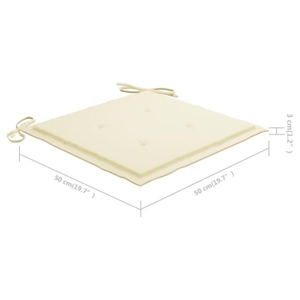 Cadeiras de jardim c/ almofadões cor creme 8 pcs teca maciça - Image 10
