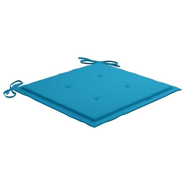 Cadeiras de jardim c/ almofadões azul 8 pcs teca maciça - Image 6