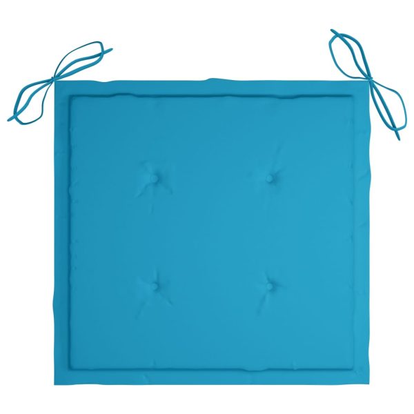 Cadeiras de jardim c/ almofadões azul 8 pcs teca maciça - Image 7