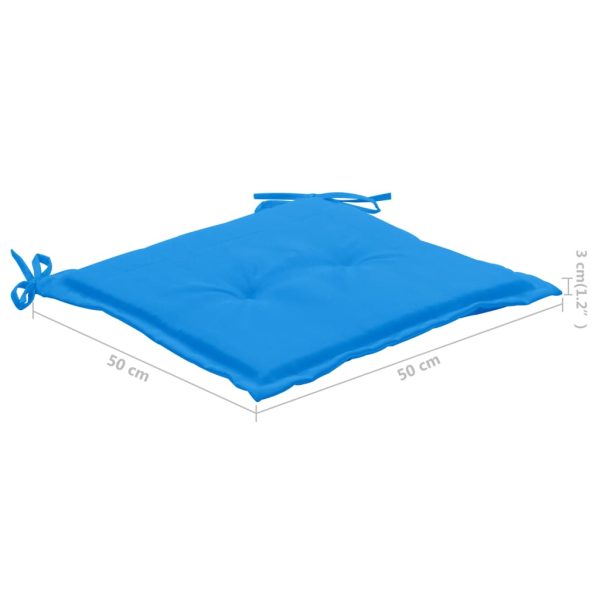 Cadeiras de jardim c/ almofadões azul 8 pcs teca maciça - Image 10