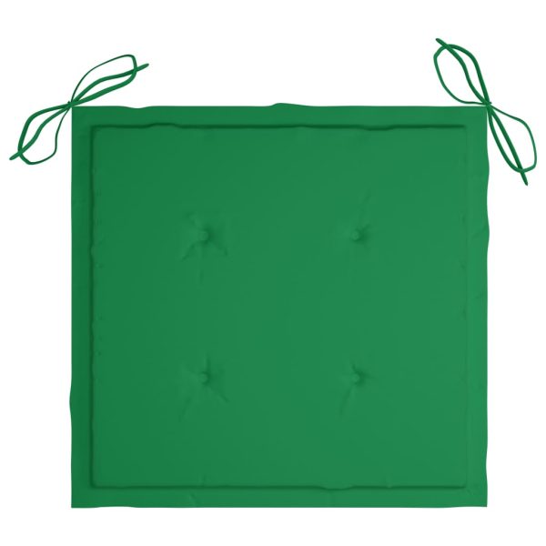Cadeiras de jardim c/ almofadões verde 8 pcs teca maciça - Image 7