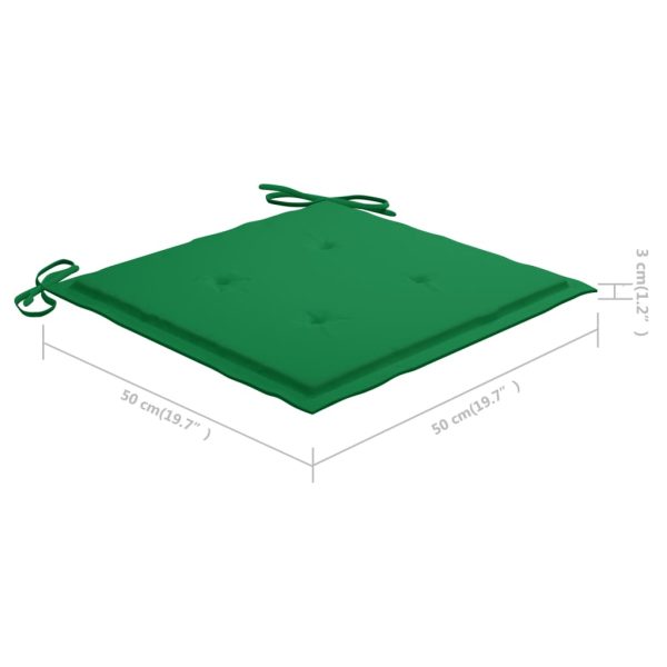 Cadeiras de jardim c/ almofadões verde 8 pcs teca maciça - Image 9