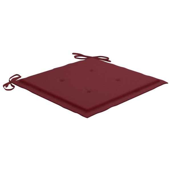 Cadeiras de jardim almofadões vermelho tinto 8 pcs teca maciça - Image 6