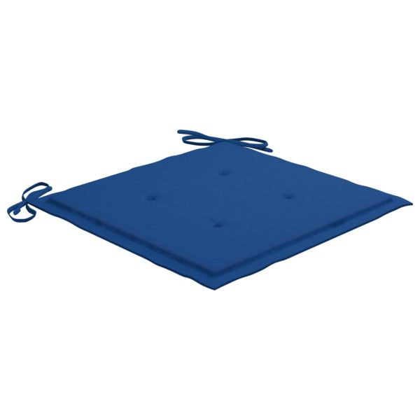 Cadeiras de jardim c/ almofadões azul real 8 pcs teca maciça - Image 6
