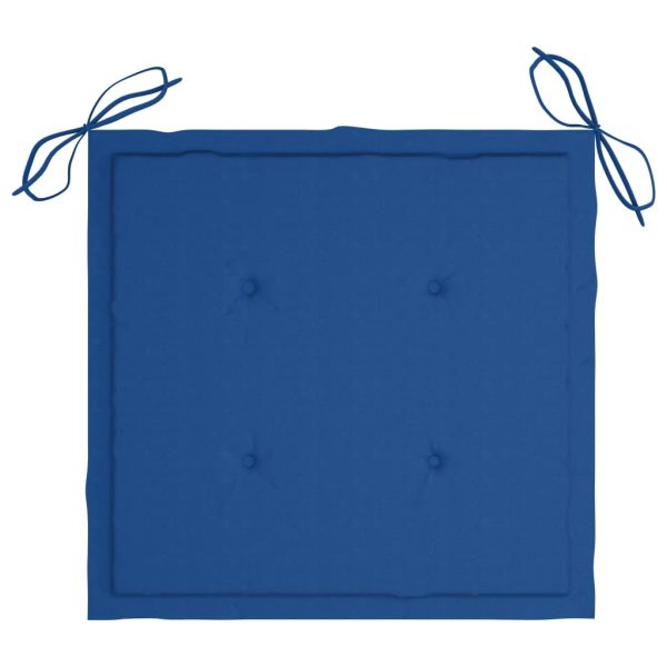 Cadeiras de jardim c/ almofadões azul real 8 pcs teca maciça - Image 7