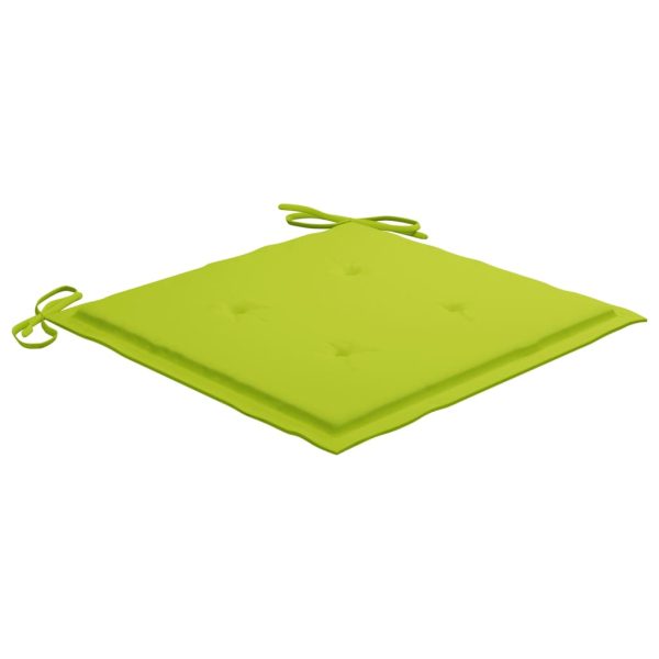 Cadeiras de jardim almofadões verde brilhante 8 pcs teca maciça - Image 6