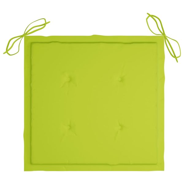 Cadeiras de jardim almofadões verde brilhante 8 pcs teca maciça - Image 7
