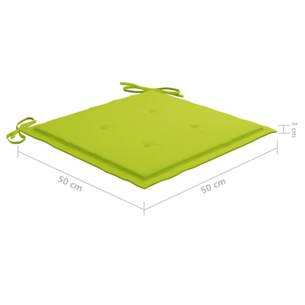 Cadeiras de jardim almofadões verde brilhante 8 pcs teca maciça - Image 10