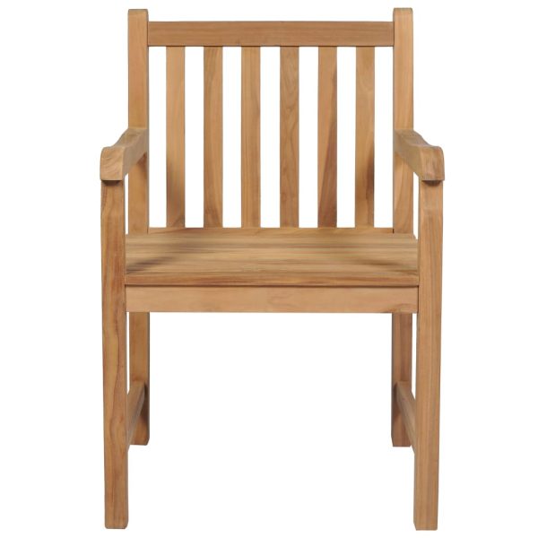 Cadeiras de jardim almofadões xadrez cinzento 8 pcs teca maciça - Image 3