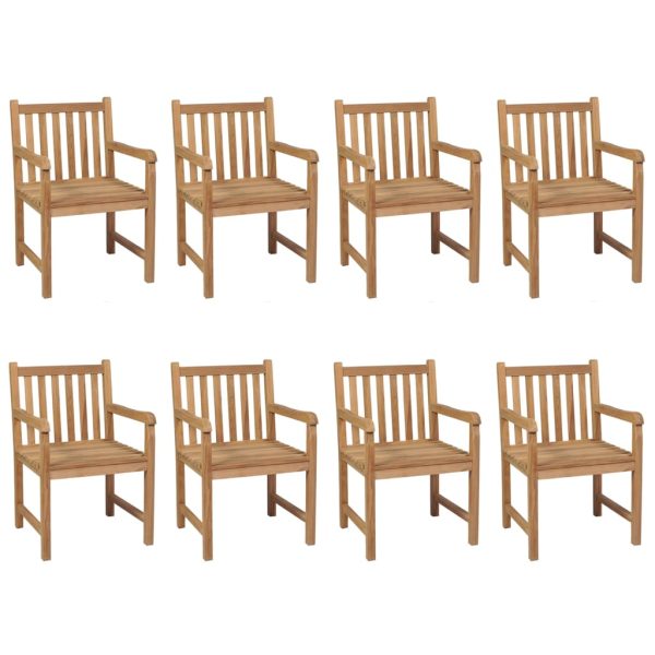 Cadeiras de jardim c/ almofadões branco nata 8 pcs teca maciça - Image 2