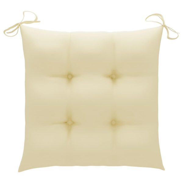 Cadeiras de jardim c/ almofadões branco nata 8 pcs teca maciça - Image 9