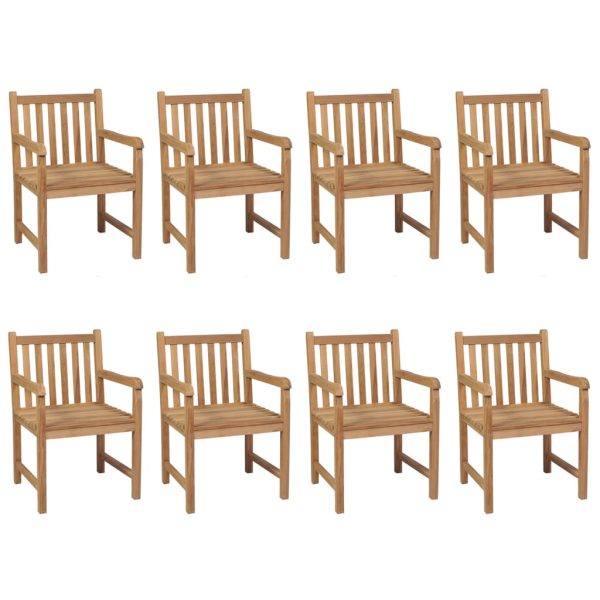 Cadeiras de jardim c/ almofadões verdes 8 pcs teca maciça - Image 2