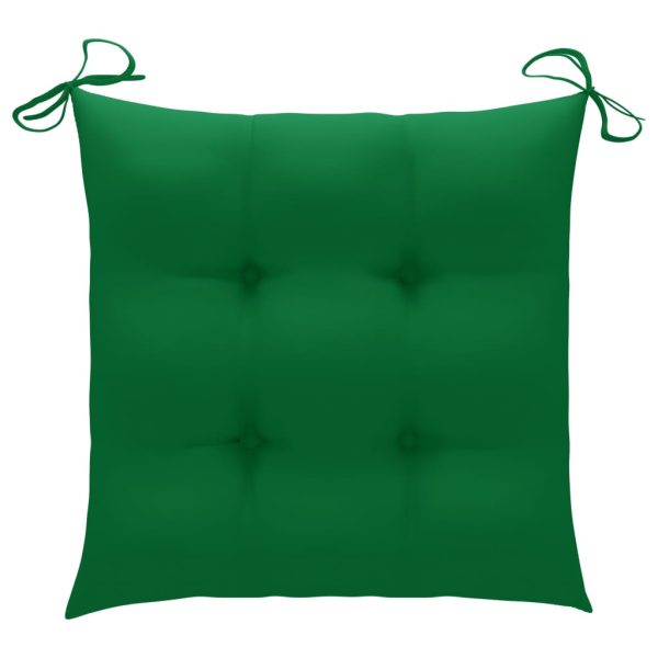 Cadeiras de jardim c/ almofadões verdes 8 pcs teca maciça - Image 9
