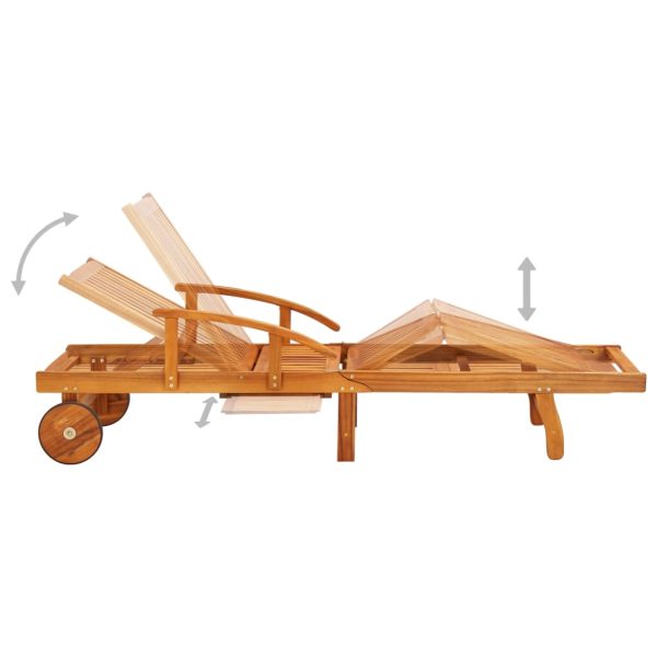 Espreguiçadeiras com mesa e almofadões 2 pcs acácia maciça - Image 4