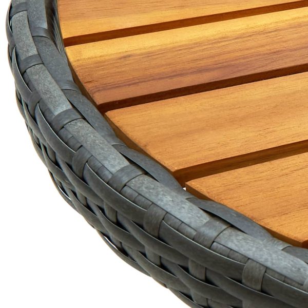 Mesa de chá 60 cm vime PE e madeira de acácia maciça cinzento - Image 6