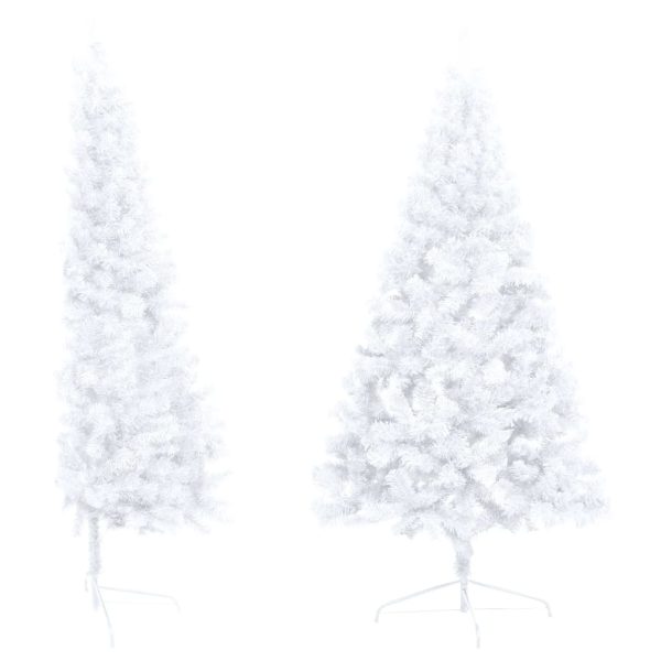 Meia árvore Natal artificial pré-iluminada c/ bolas branco - Image 3