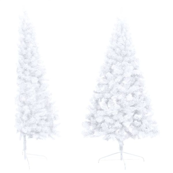 Meia árvore Natal artificial pré-iluminada c/ bolas branco - Image 3