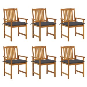 Cadeiras de jardim com almofadões 6 pcs acácia maciça