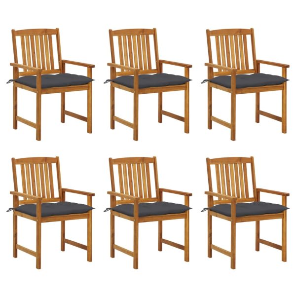 Cadeiras de jardim com almofadões 6 pcs acácia maciça
