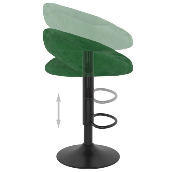 vidaXL Bancos de bar 2 pcs veludo verde-escuro - Image 6