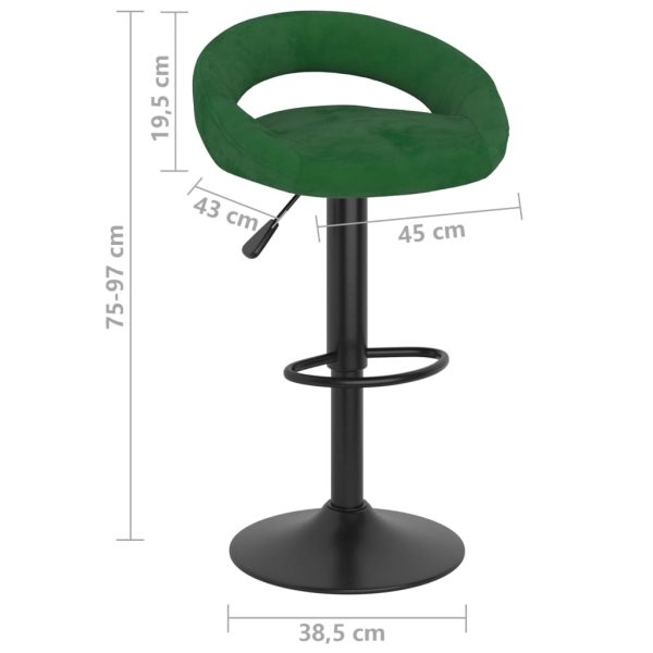 vidaXL Bancos de bar 2 pcs veludo verde-escuro - Image 8