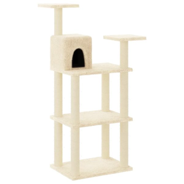 Árvore para gatos c/ postes arranhadores sisal 119 cm cor creme - Image 2