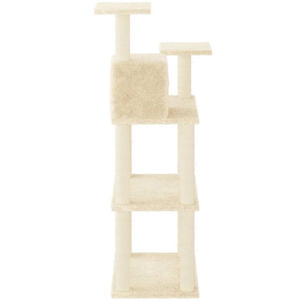 Árvore para gatos c/ postes arranhadores sisal 119 cm cor creme - Image 4