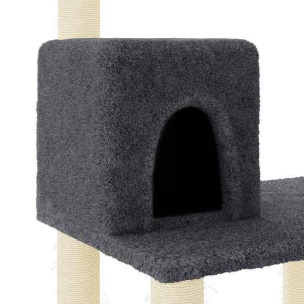 Árvore p/ gatos c/ postes arranhadores sisal 119cm cinza-escuro - Image 6