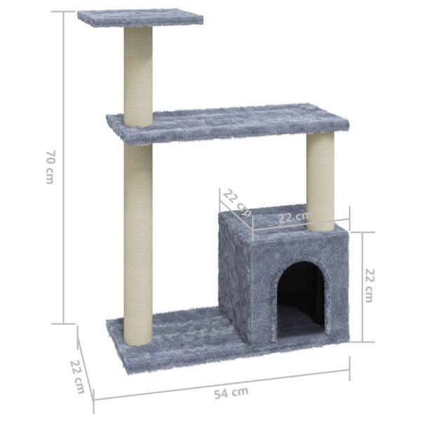 Árvore p/ gatos c/ postes arranhadores sisal 70 cm cinza-claro - Image 6
