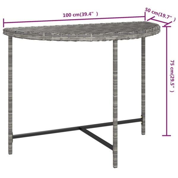 Mesa de jardim 100x50x75 cm vime PE cinzento - Image 7