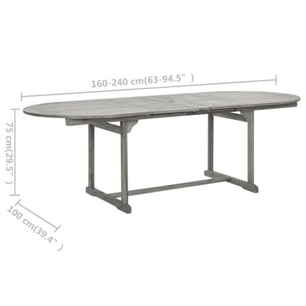 Mesa de jantar p/ jardim (160-240)x100x75 cm acácia maciça - Image 9
