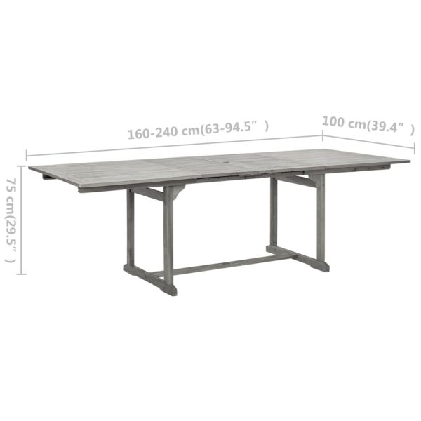 Mesa de jantar p/ jardim (160-240)x100x75 cm acácia maciça - Image 9