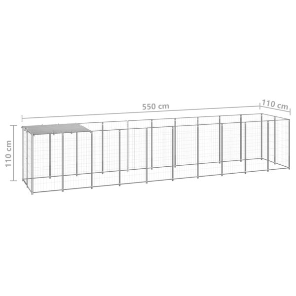 Canil para cães 6,05 m² aço prateado - Image 6