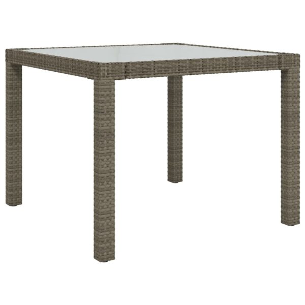 Mesa de jardim 90x90x75 cm vidro temperado e vime PE cinzento - Image 2